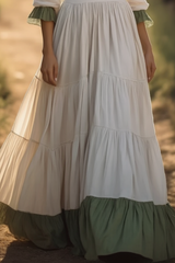 Bohemian Swing Dress White V Neck Ruched Maxi Dress