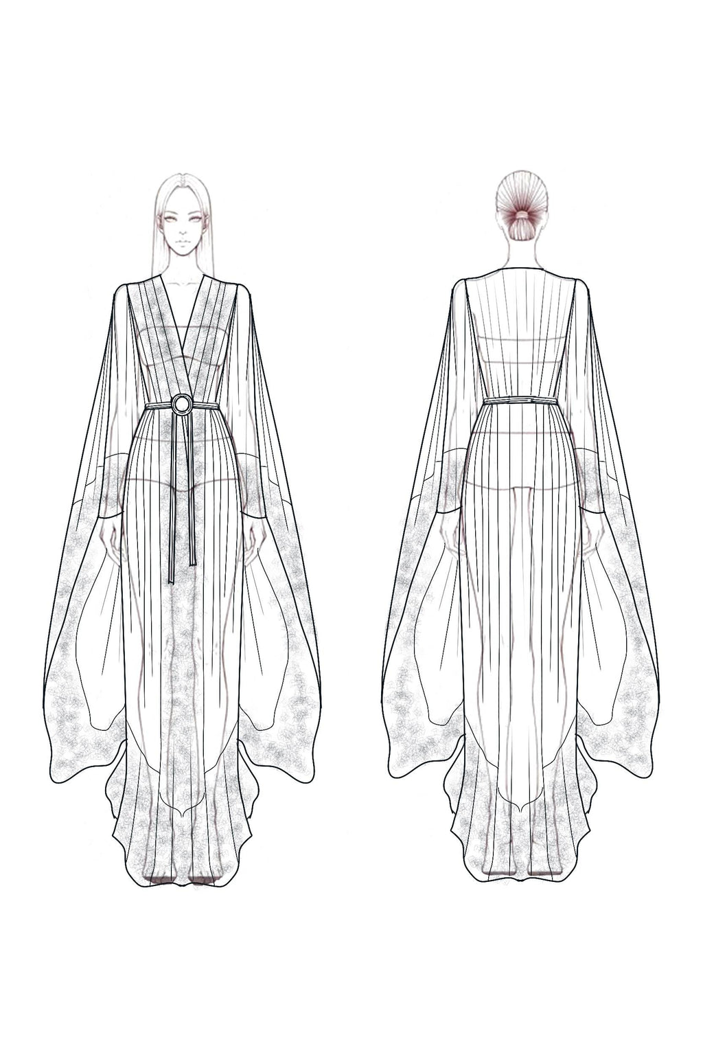 Bohemian Vacation Dress White Loose Sleeve Lace Belt Maxi Dress