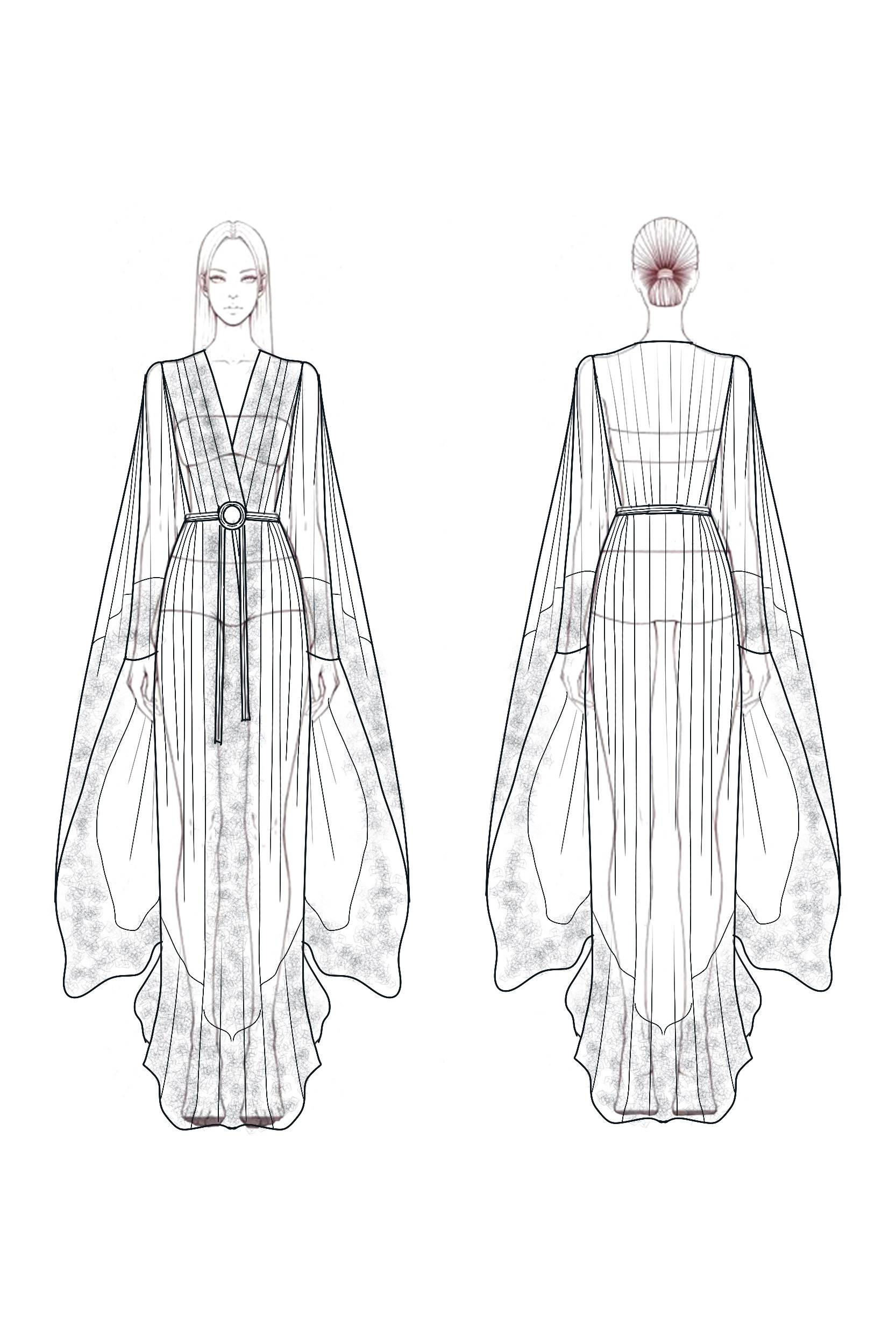 Bohemian Vacation Dress White Loose Sleeve Lace Belt Maxi Dress