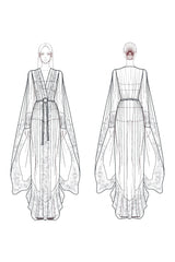 Bohemian Vacation Dress White Loose Sleeve Lace Belt Maxi Dress