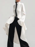 Flared Sleeves High-Low Falbala Stand Collar Blouses&Shirts Tops