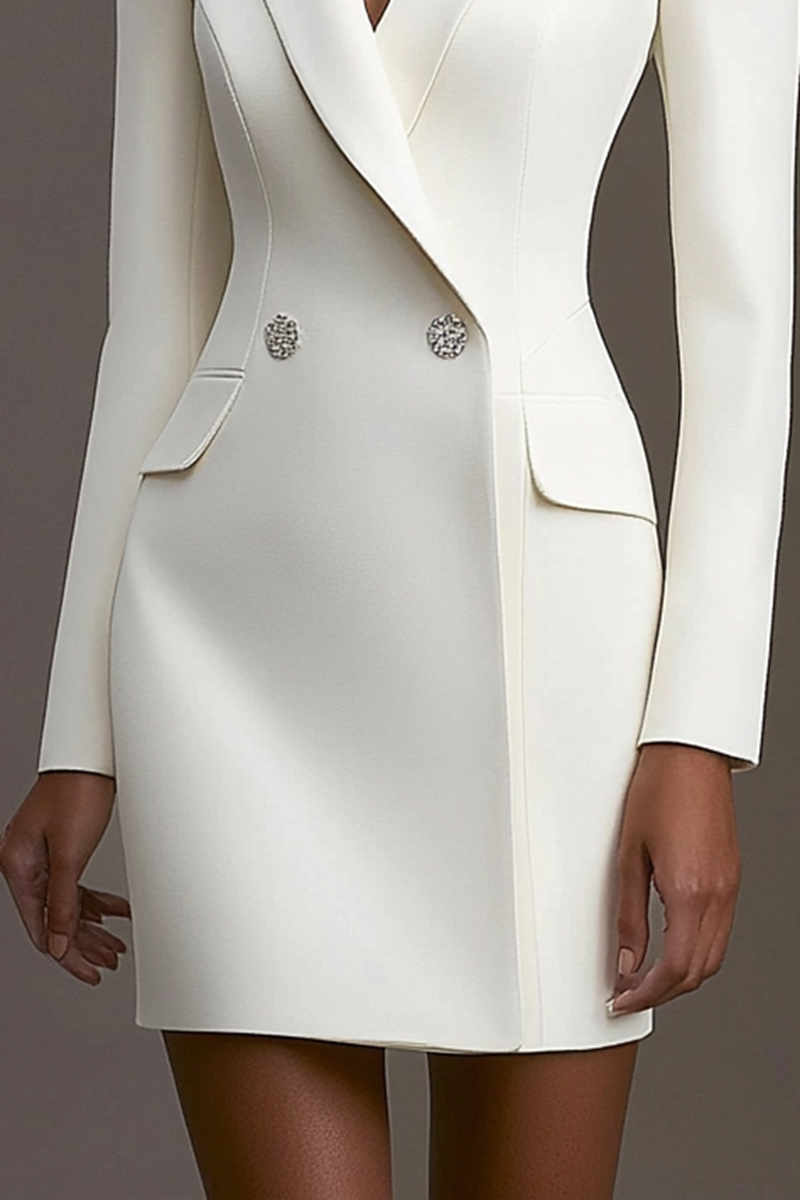 Work Business White Blazer Dress Long Sleeve Mini Dress