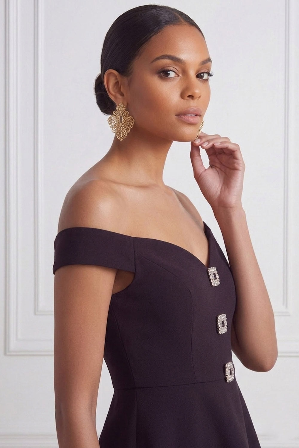 Black Party Suit Set Off the Shoulder Sleeveless Pants Set