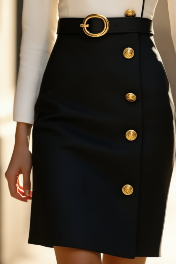Work Dress Black White Stand Collar Long Sleeve Belted Mini Dress