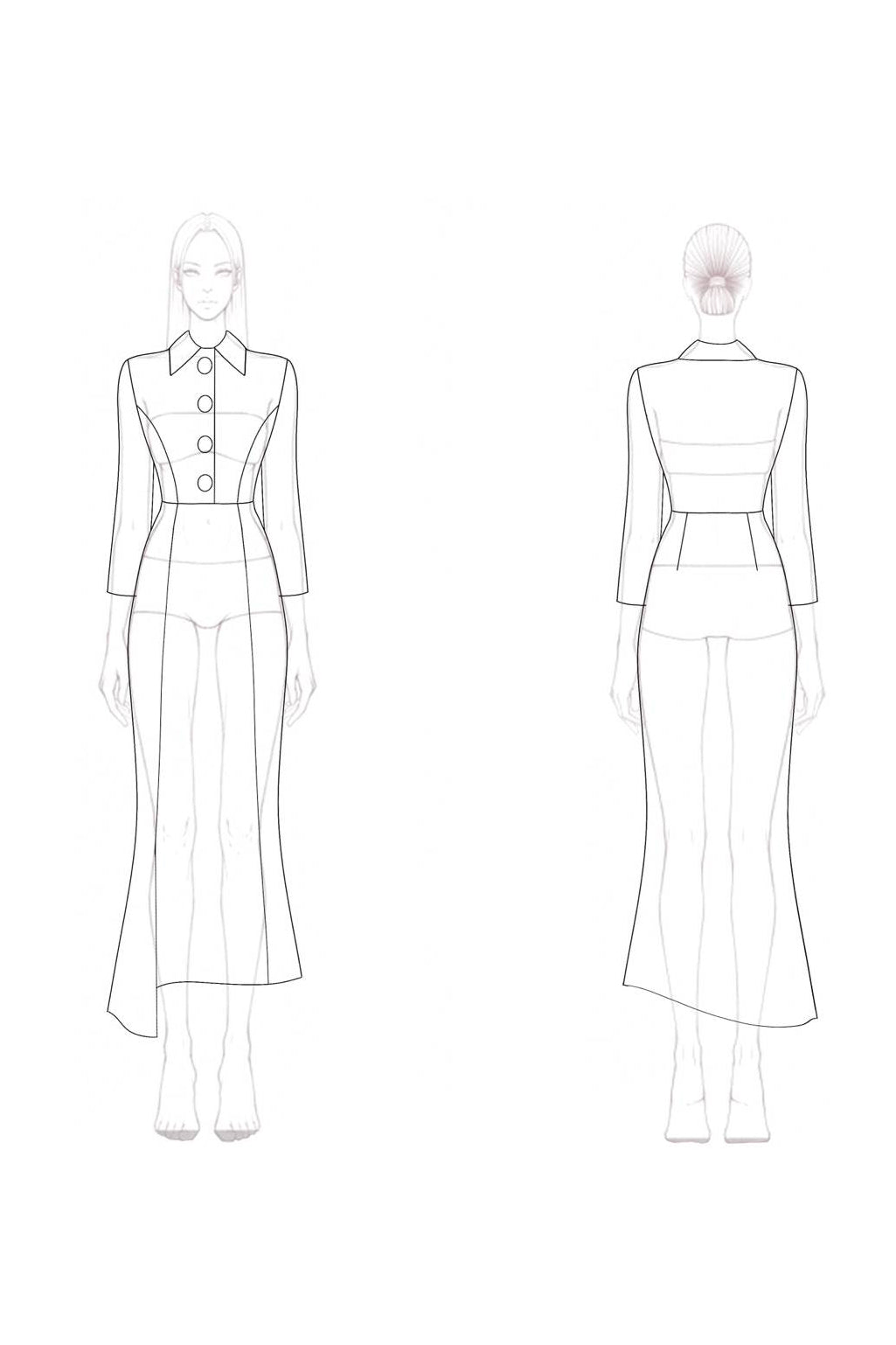 Work Semi-Formal Dress White Collared Mermaid Midi Dress