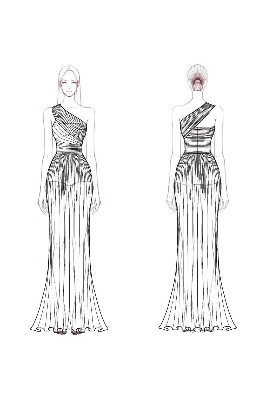 Formal Evening Gown Light Blue One Shoulder Pleated Maxi Dress