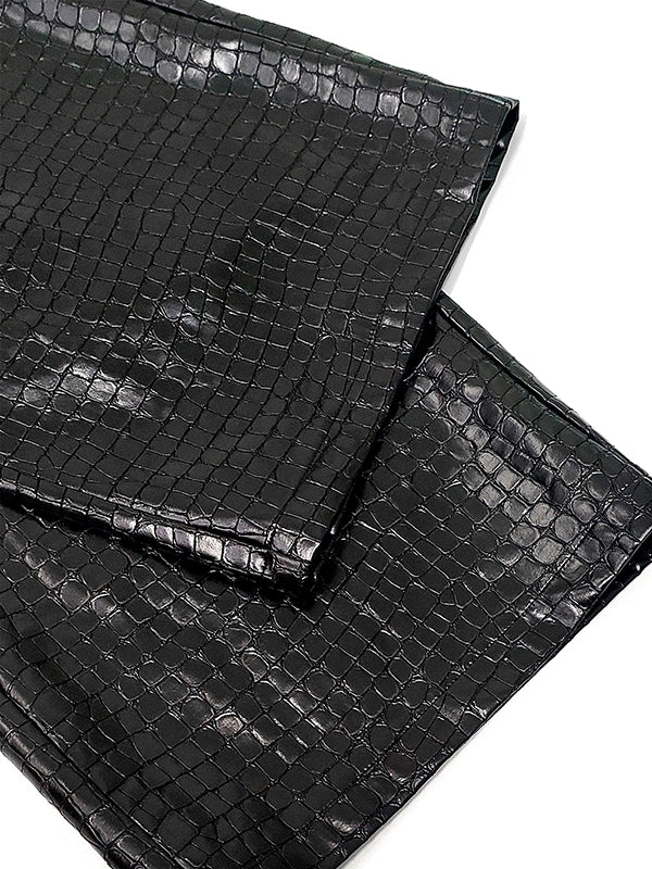 Loose Wide Leg Crocodile Texture Leather Loop Pants
