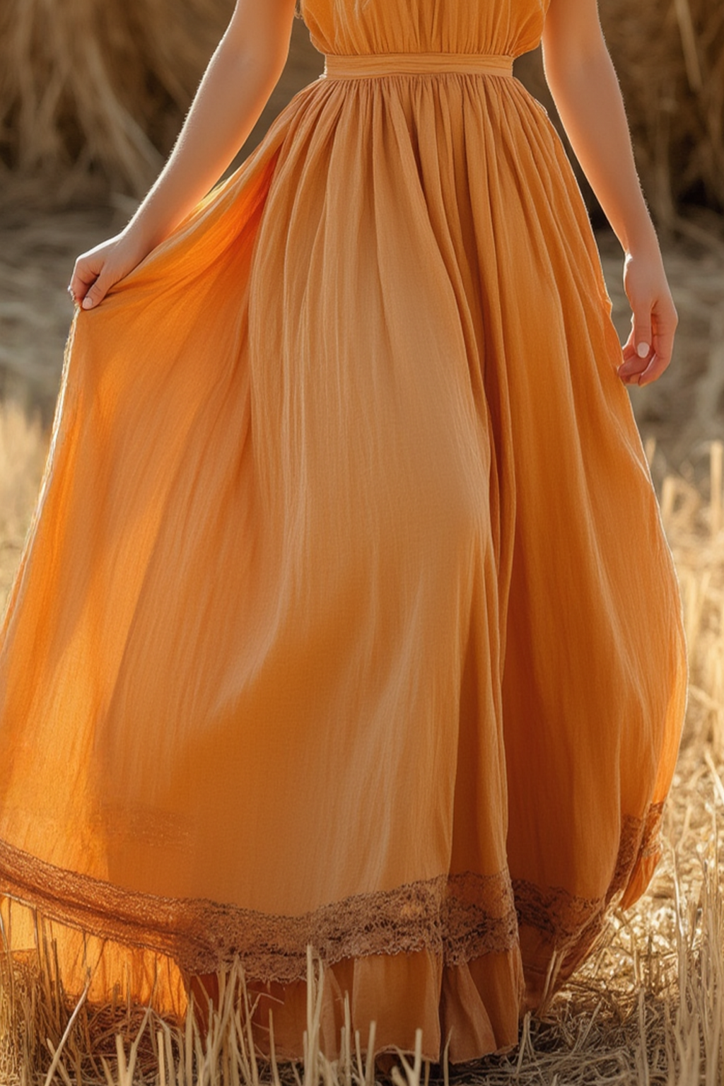 Bohemian Swing Dress Orange Off The Shoulder Short Sleeve Maxi Dress