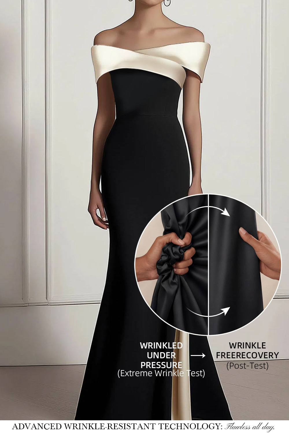 Formal Prom Dress Black Off the Shoulder Side Slit Maxi Dress