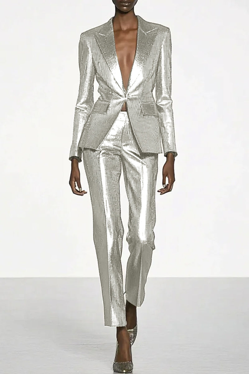 Party Champagne two Piece Blazer Suit and Pants