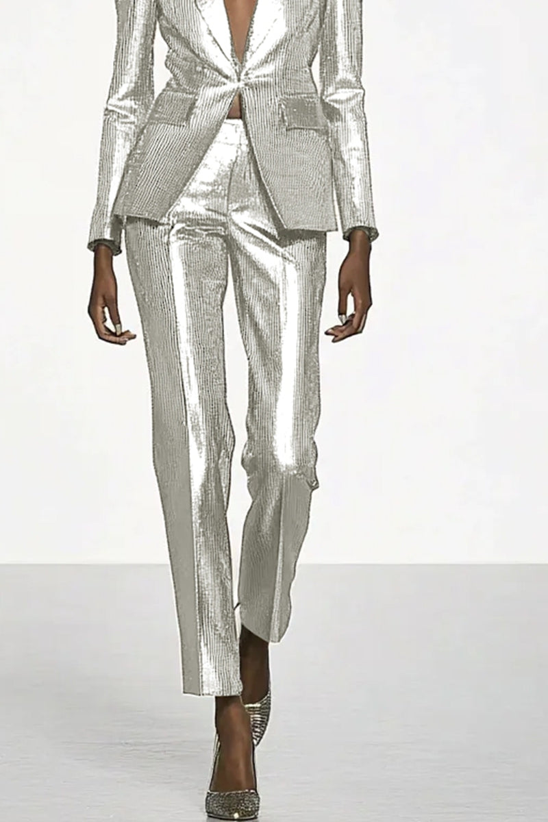 Party Champagne two Piece Blazer Suit and Pants