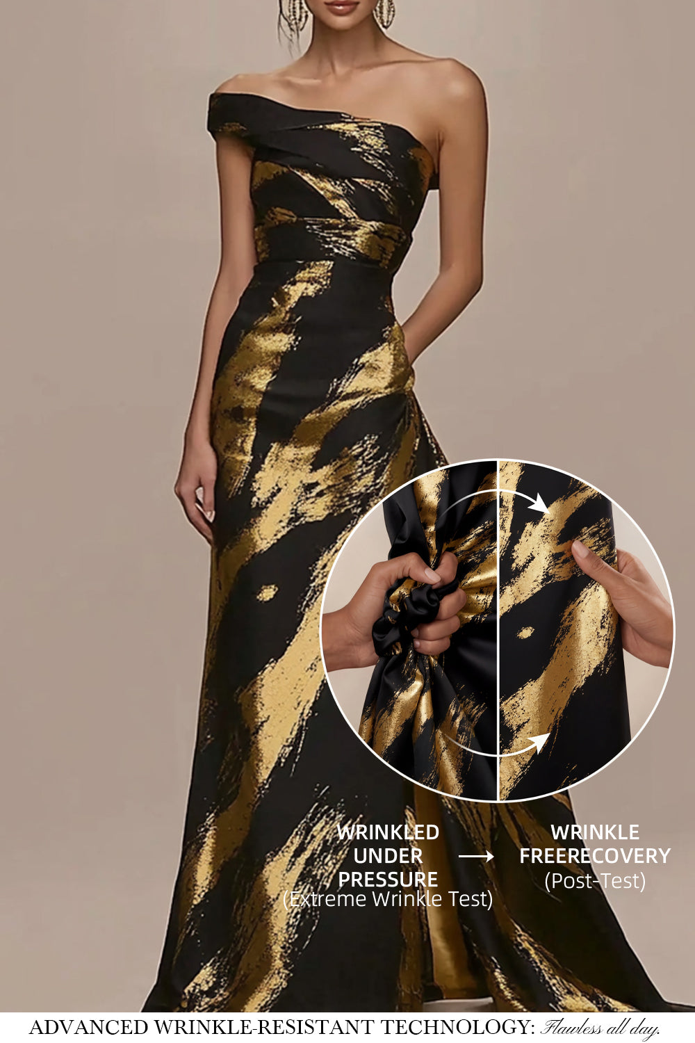 Formal Evening Black Gold Dress Off The Shoulder Split Maxi Dress