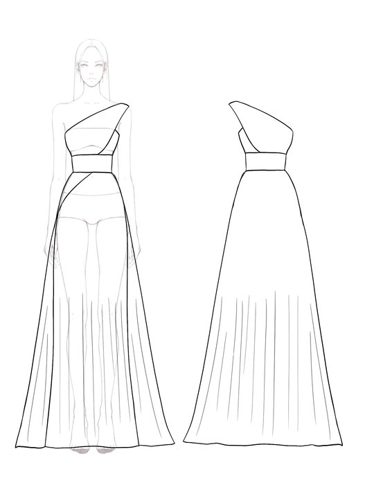 Prom Formal Pleated Dress Rose Color One-Shoulder Maxi Dress