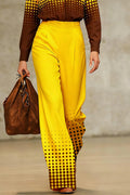 High Waisted Loose Contrast Color Pockets Polka-Dot Split-Joint Suit Pants