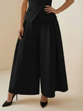 High Waisted Loose Pleated Solid Color Split-Joint Pants