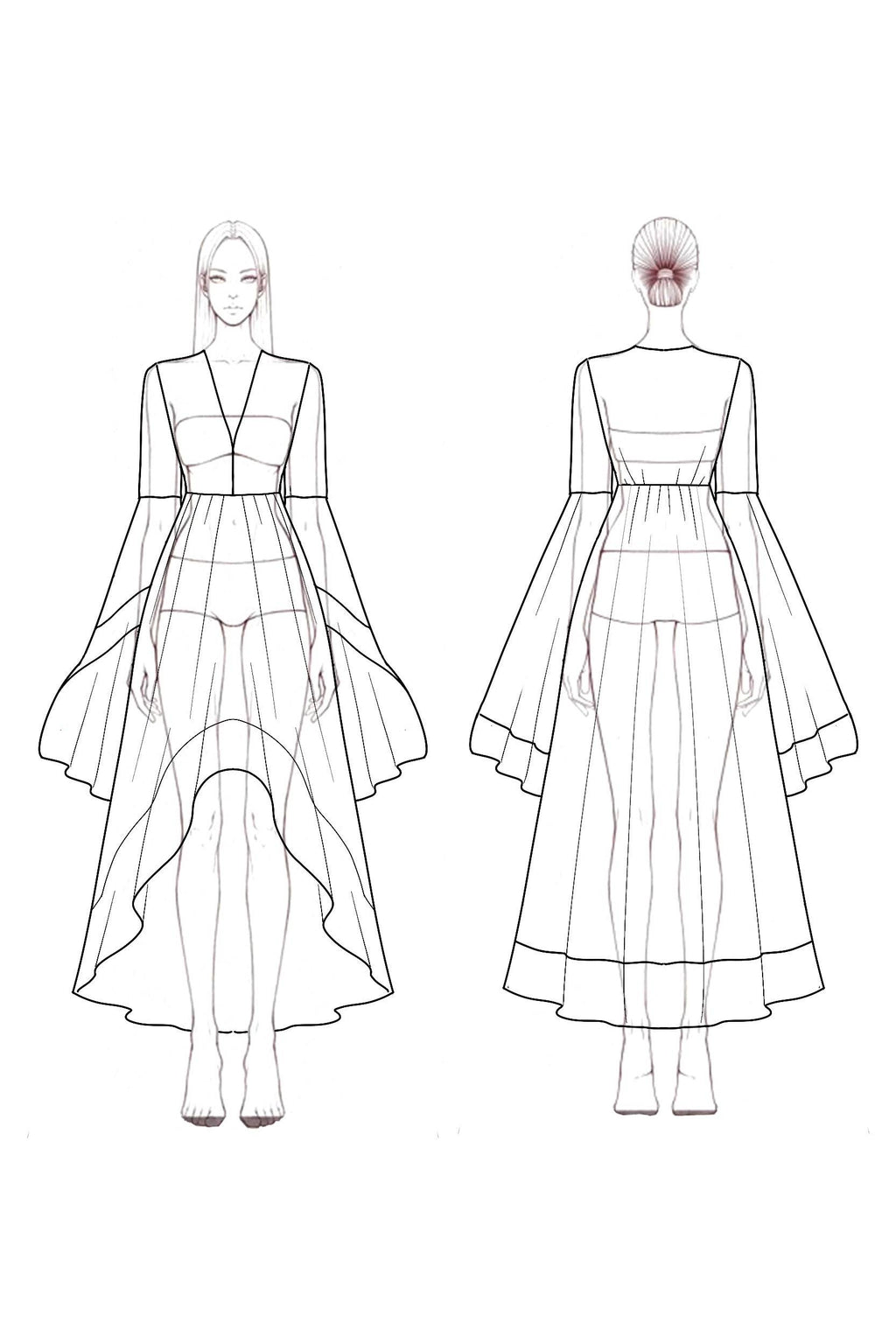 Bohemian Beach Swing Dress White Long Sleeve Plus High Low Maxi Dress
