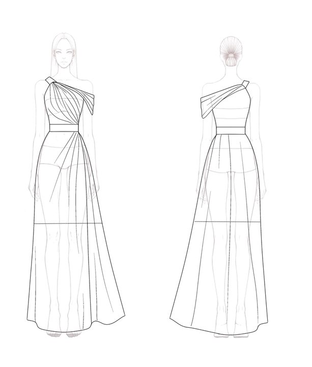 Formal Dress Green One-Shoulder Rhinestone Waist Belt Maxi Dress