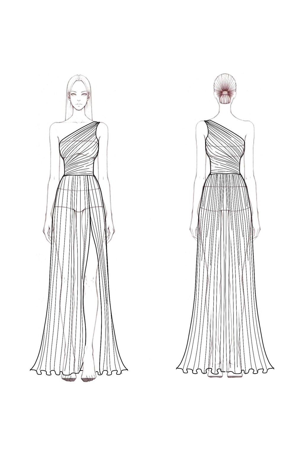 Evening Formal Dress Yellow One Shoulder Pleated Maxi Gown