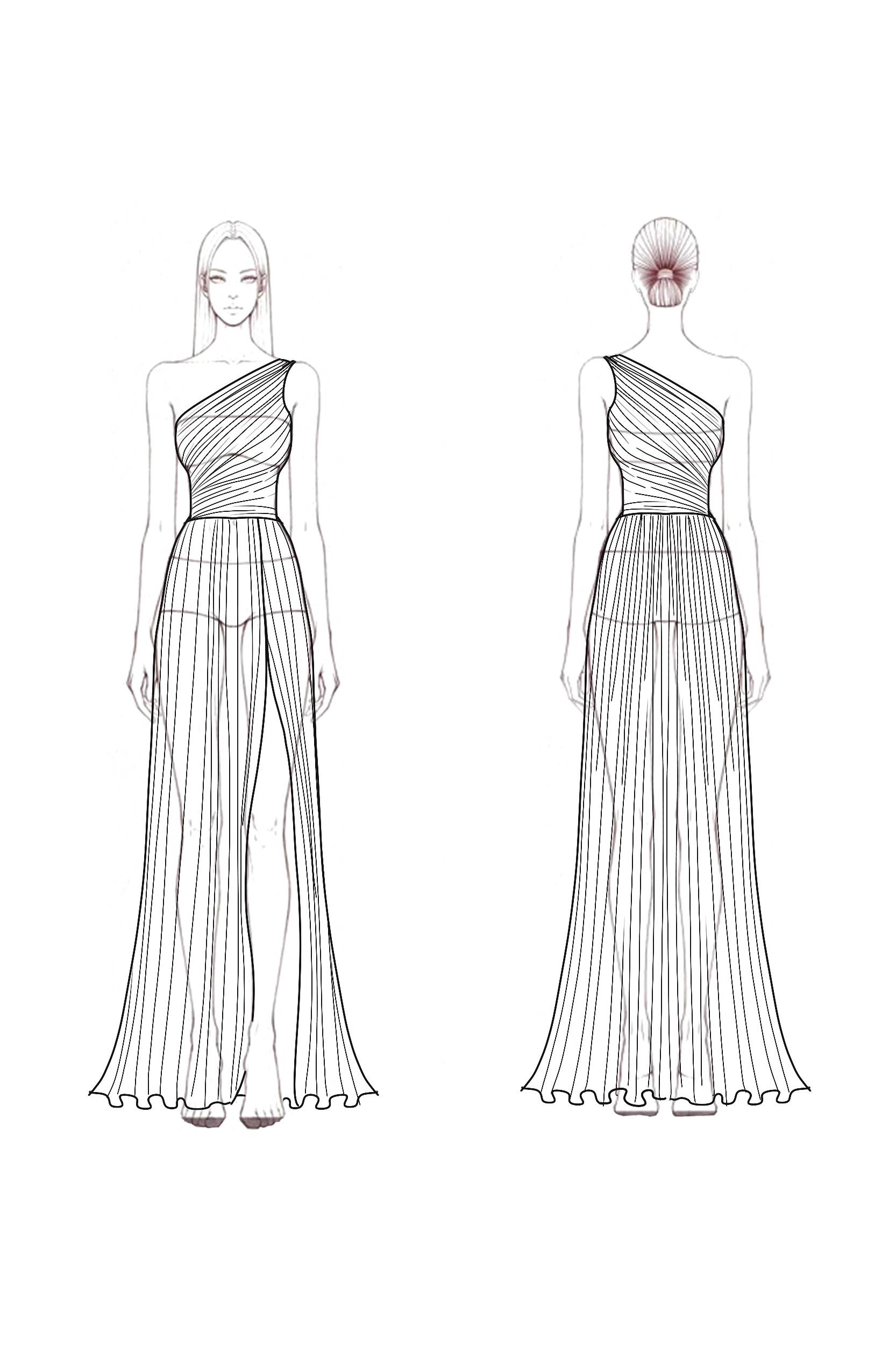 Evening Formal Dress Yellow One Shoulder Pleated Maxi Gown
