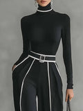 Long Sleeves Skinny Solid Color High Neck T-Shirts Tops