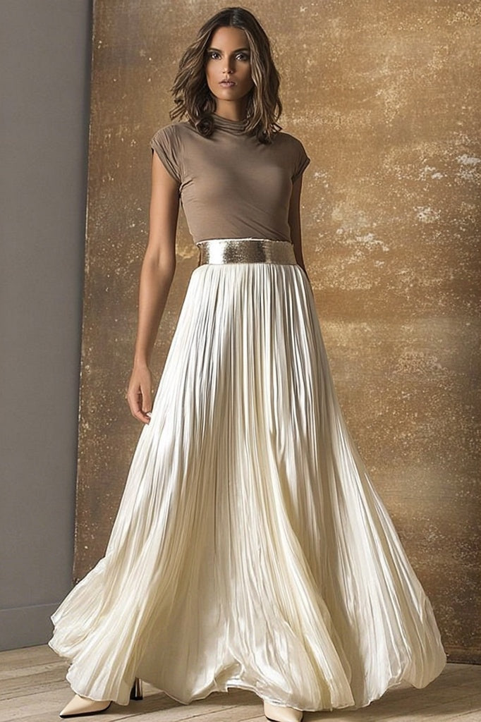 Casual Outfit Sets Coffee Turtleneck Skirts Set