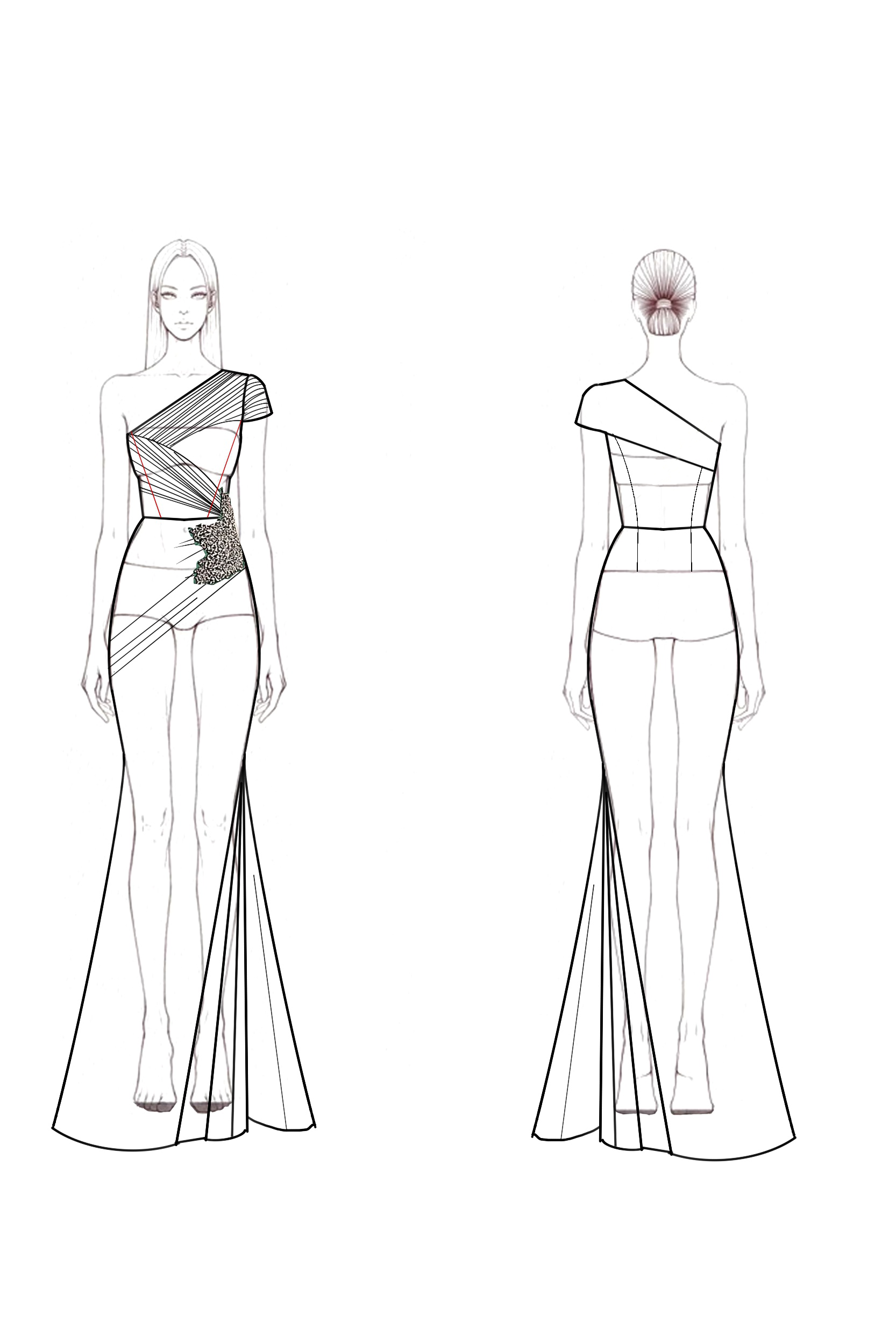 Formal Evening Dress Green One Shoulder Pleated Rhinestone Maxi Gown