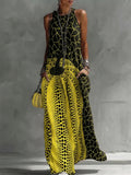 Loose Sleeveless Pockets Polka-Dot Printed Round-Neck Maxi Dresses