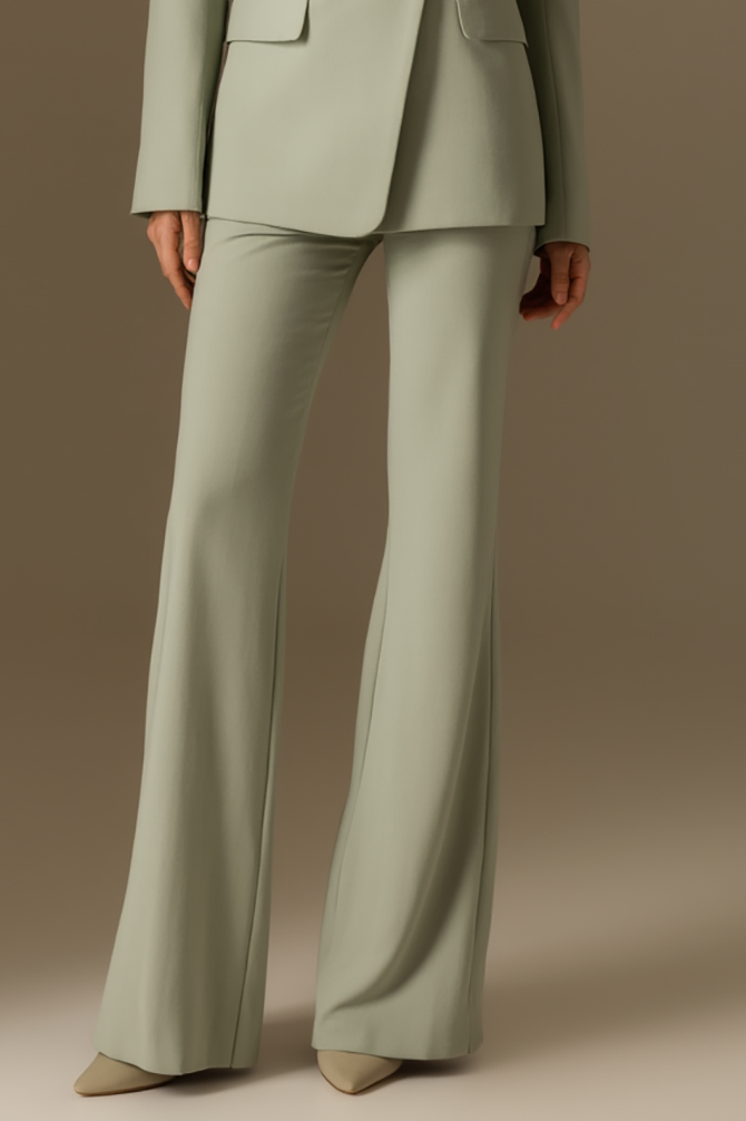 Work Formal Pants Suit Sage Green Long Sleeve Blazer Set
