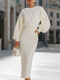 Bodycon High Waisted Pockets Solid Color Round-Neck Maxi Dresses