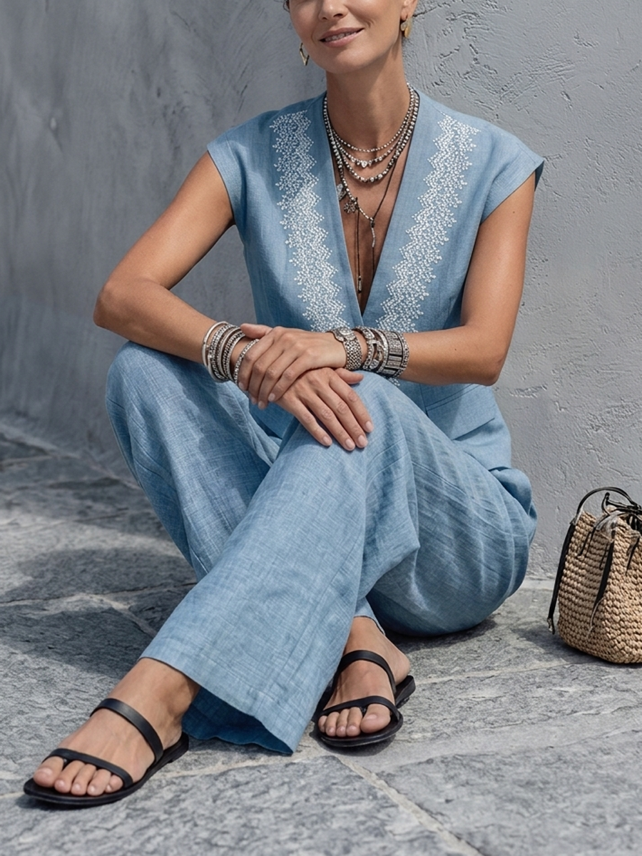 High Waisted Loose Pleated Pockets Solid Color Pants Trousers
