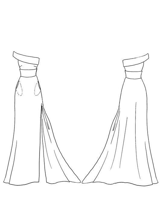 Formal Evening Black Gold Dress Off The Shoulder Split Maxi Dress