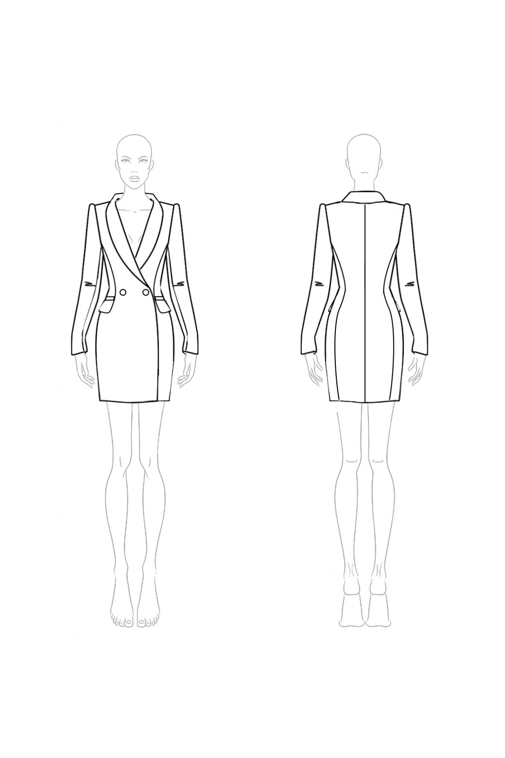 Work Business White Blazer Dress Long Sleeve Mini Dress