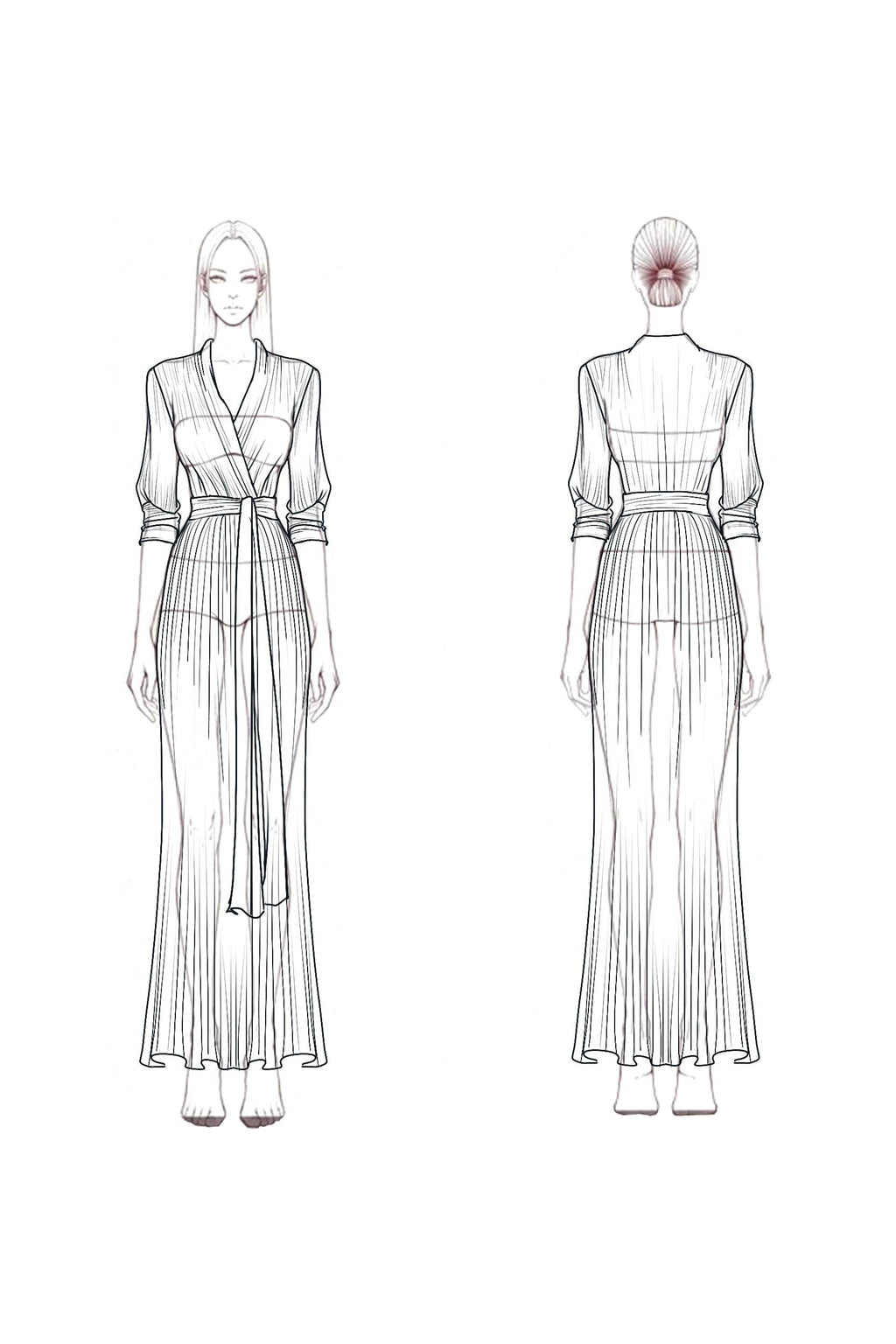Casual Vacation Linen Dress White Long Sleeve Tie Waist Maxi Dress