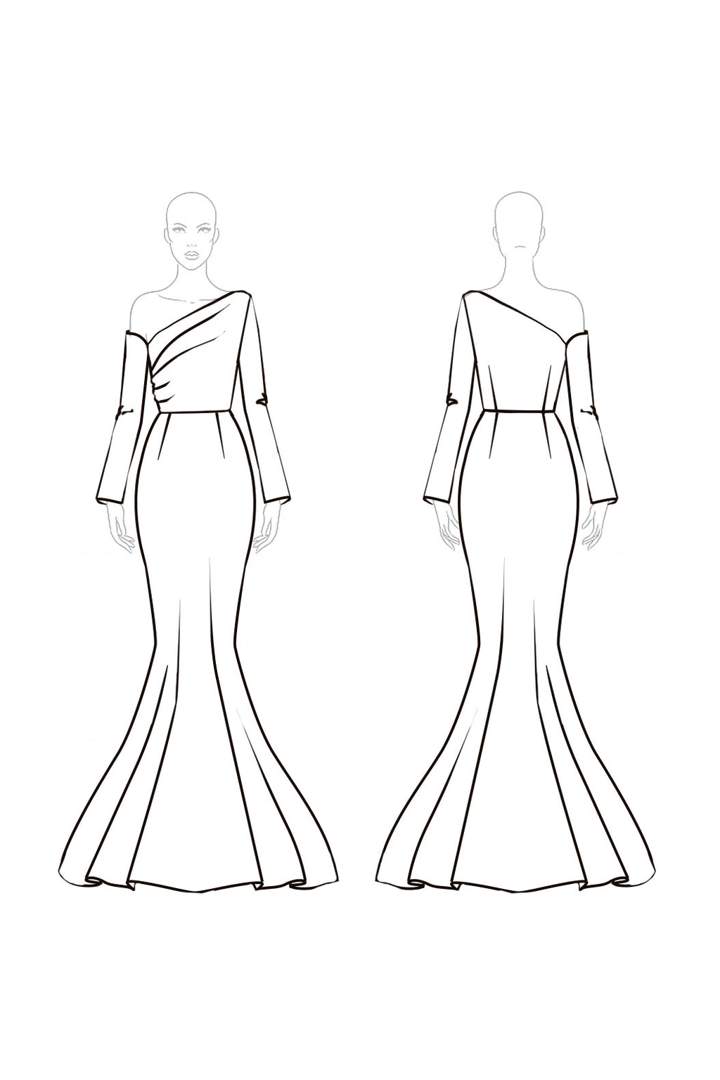 Formal Evening Dress Velvet Dark Red Asymmetrical Neck Mermaid Maxi Dress