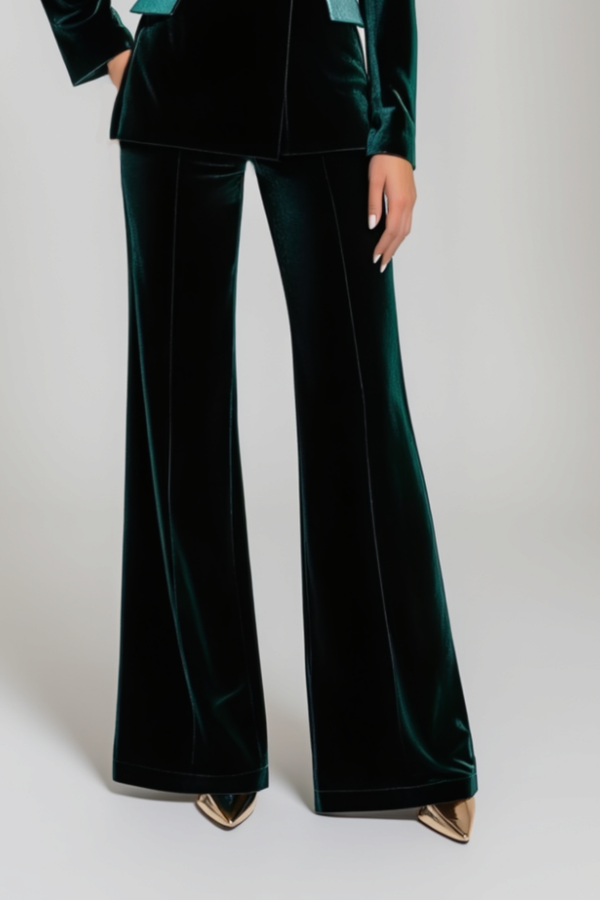 Business Suit Sets Green Lapel Velvet Pants Set