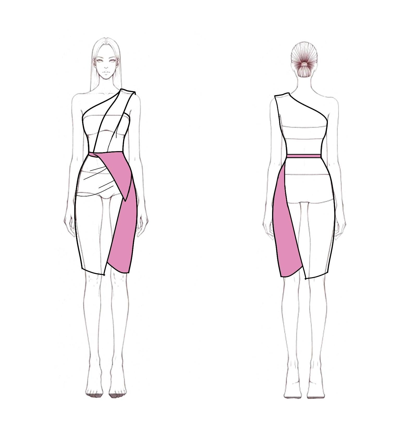Party Dress Satin Beige Pink Colorblock One Shoulder Bodycon Midi Dress