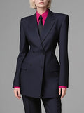 Long Sleeves Loose Buttoned Pockets Solid Color Notched Collar Blazer Outerwear