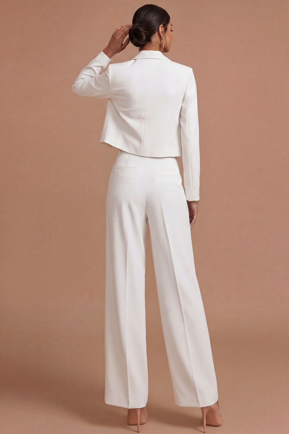 Lake Blue Work Blazer Suit Sets Lapel Long Sleeve Pants Set