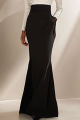 Evening Formal Elegant Dress Black White Long Sleeve Maxi Dress