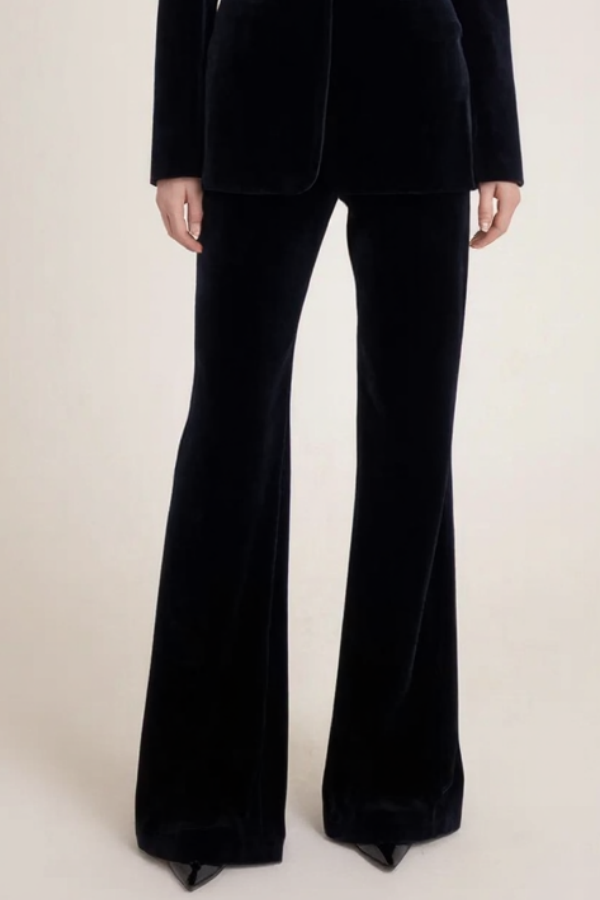 Blazer Suit Sets Black Deep V Velvet Pants Set