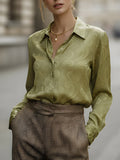 Long Sleeves Buttoned Printed Lapel Blouses&Shirts Tops