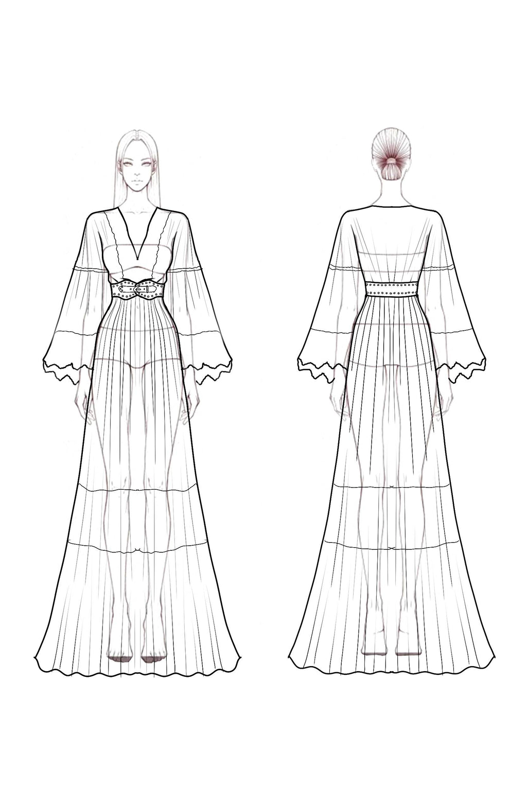 Boho Lace Swing Dress White V Neck Maxi Dress