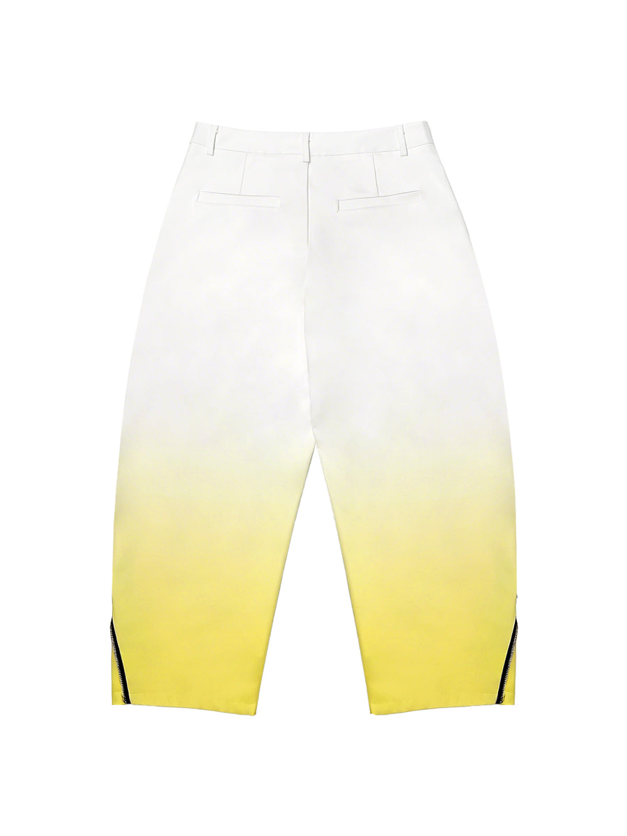 Wide Leg Gradient Pockets Zipper Pants Trousers