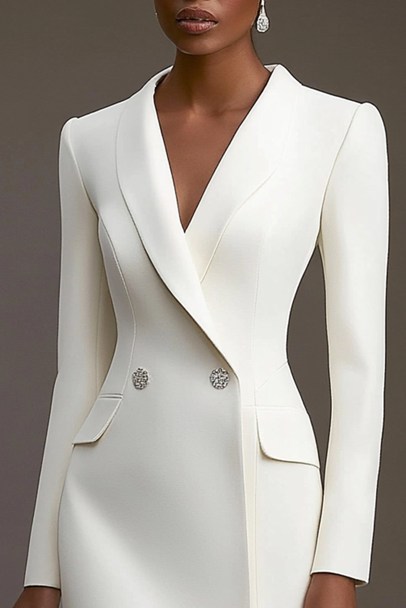Work Business White Blazer Dress Long Sleeve Mini Dress