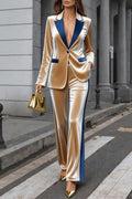 Suit Sets Gold Lapel Long Sleeve Velvet Pants Set
