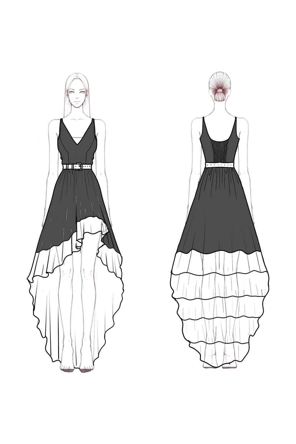 Boho Dress Black V Neck Lace Plus High Low Maxi Dress