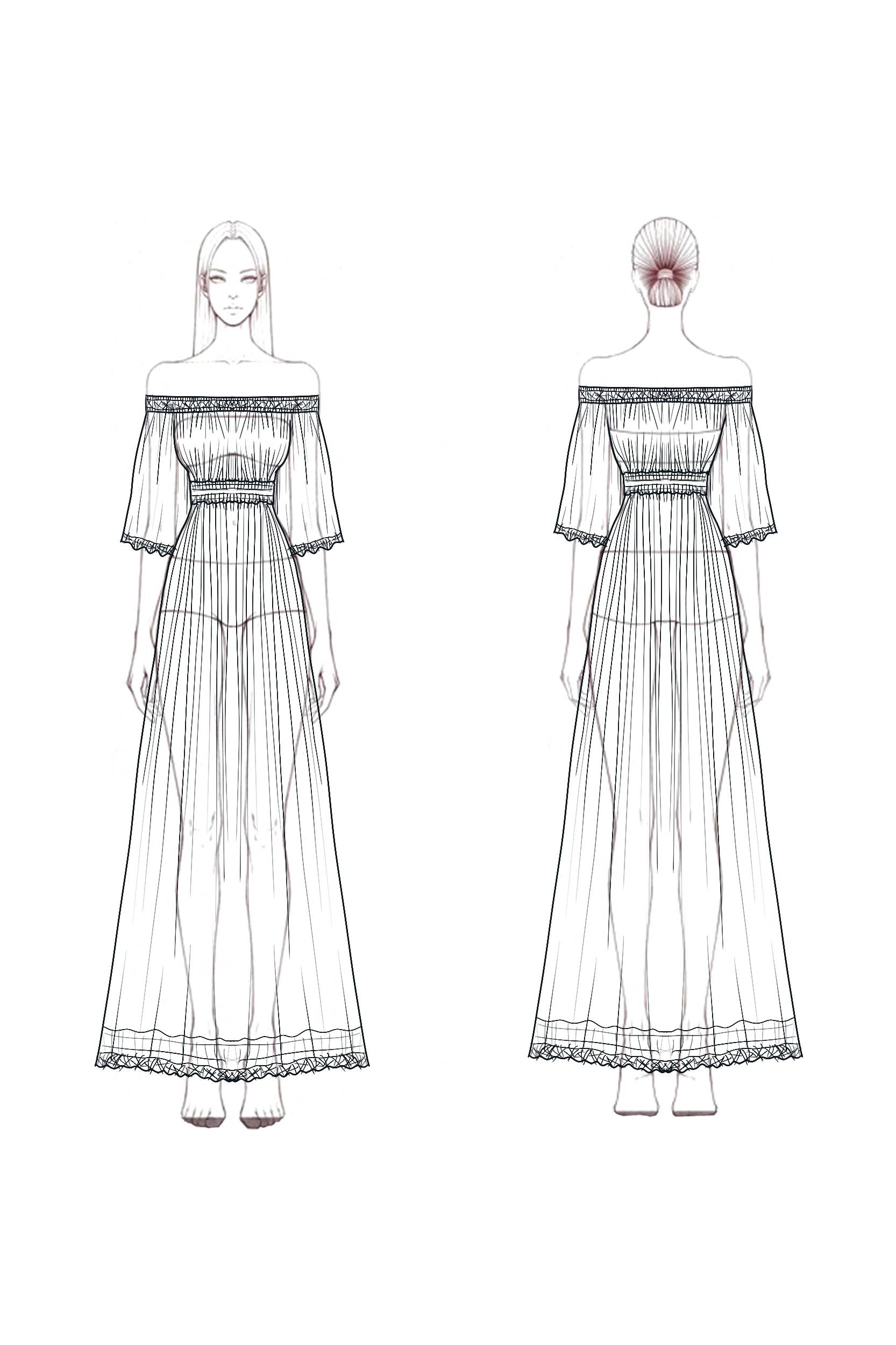 Vacation Casual Linen Dress White Off The Shoulder Embroidered Maxi Dress