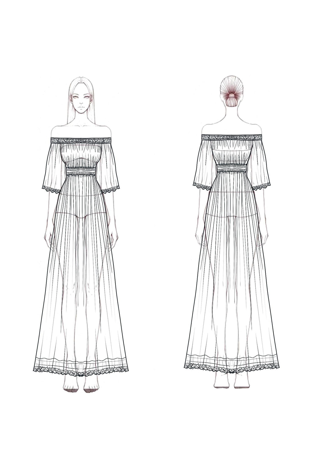 Vacation Casual Linen Dress White Off The Shoulder Embroidered Maxi Dress
