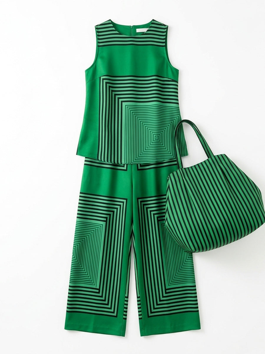 Loose Wide Leg Contrast Color Pockets Pants Trousers