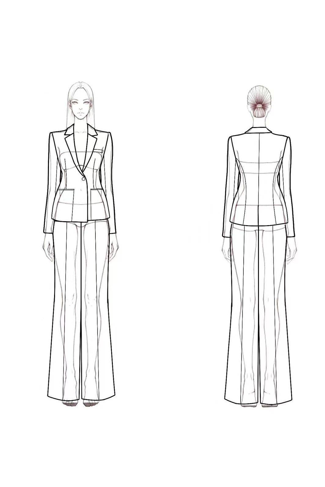 Work Formal Pants Suit Green Long Sleeve Pockets Blazer Set